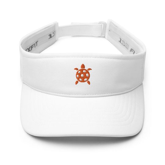 Embroidered Orange Turtle Pickleball Sun Visor Hat, FlexFit Visor