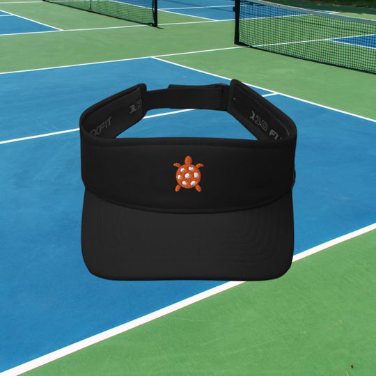 Embroidered Orange Turtle Pickleball Sun Visor Hat, FlexFit Visor