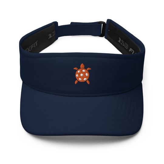 Embroidered Orange Turtle Pickleball Sun Visor Hat, FlexFit Visor