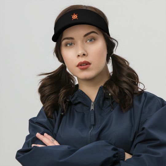 Embroidered Orange Turtle Pickleball Sun Visor Hat, FlexFit Visor