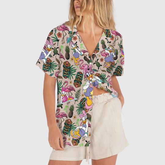 Daisy Duck Aloha Shirt, Disney Hawaiian Shirt for Summer Vacation