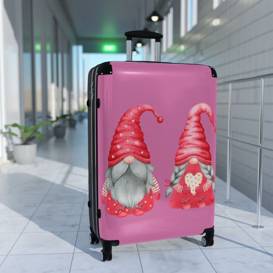 Suitcase,gnome inspired,  lovers, gnome collectors, adjustable handle, fashionable, gift for  him