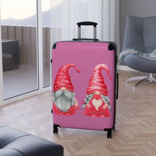 Suitcase,gnome inspired,  lovers, gnome collectors, adjustable handle, fashionable, gift for  him