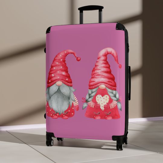 Suitcase,gnome inspired,  lovers, gnome collectors, adjustable handle, fashionable, gift for  him