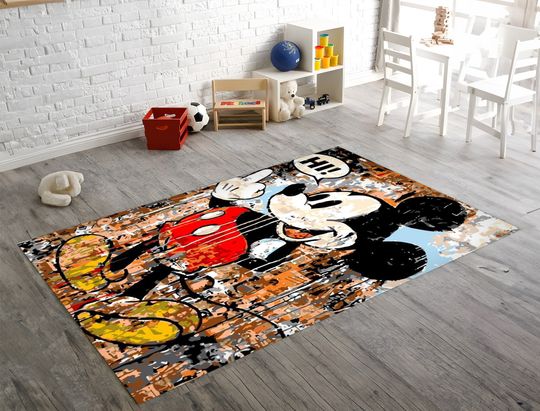 Mickey Mouse Rug, Cartoon Theme Rug, Kids Room Rug, Home Decor, Gift For Boys, Birthday Gift, Carpet For Childs Room, Gift