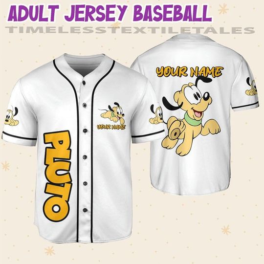 Personalize Disney Pluto Babi White, Custom Disney Jersey