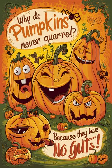 Funny Halloween Pumpkin Poster, No Guts Joke, Home Decor