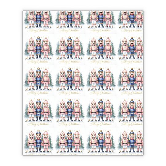 Nutcracker Hockey Christmas Wrapping Paper, Festive Gift Wrap