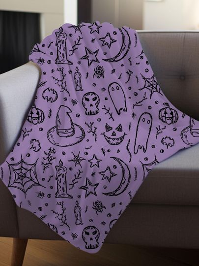 Halloween Fleece Blanket Witch Blanket Cozy Fall Blanket Halloween Throw Blanket Comfy Blanket Tarot Blanket Gothic Home Decor Fleece Throw