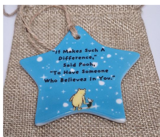 Christmas Teacher Gift Personalised Ceramic Ornament Winnie the Pooh Gift It makes such a difference Gift Box