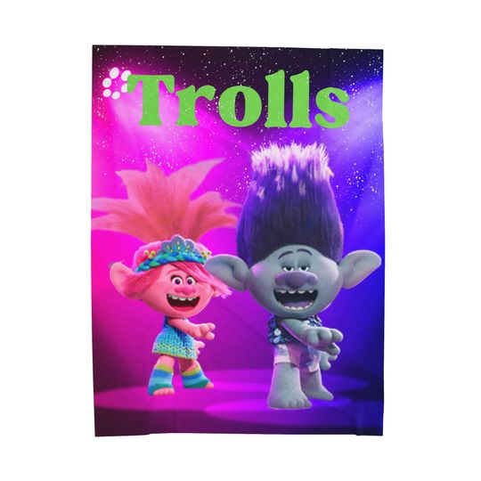 Trolls Themed Kids Name Blanket Personalized Custom Trolls Kids Blanket, Poppy And Branch Blanket, Personalized Blanket, Throw Blanket
