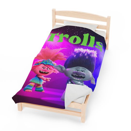 Trolls Themed Kids Name Blanket Personalized Custom Trolls Kids Blanket, Poppy And Branch Blanket, Personalized Blanket, Throw Blanket