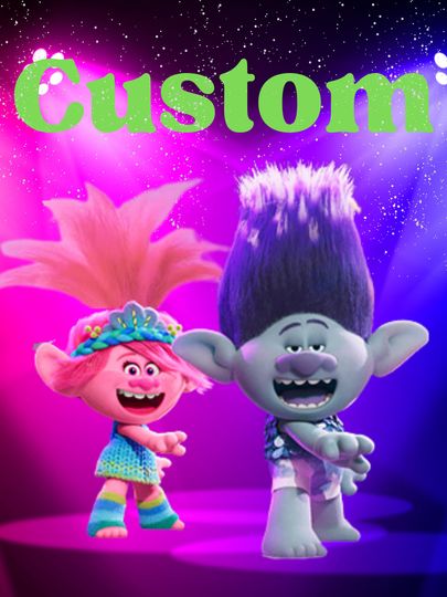 Trolls Themed Kids Name Blanket Personalized Custom Trolls Kids Blanket, Poppy And Branch Blanket, Personalized Blanket, Throw Blanket