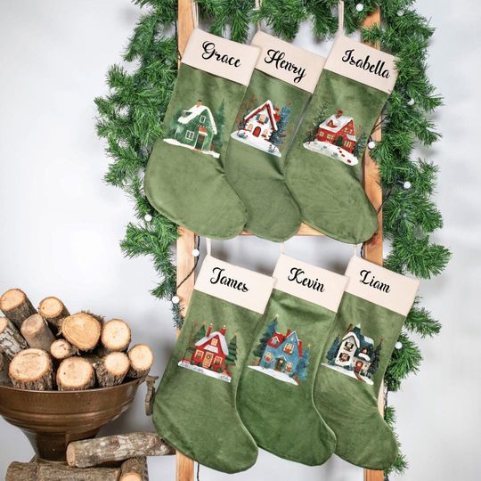 Velvet Christmas Stocking, Personalized with Name