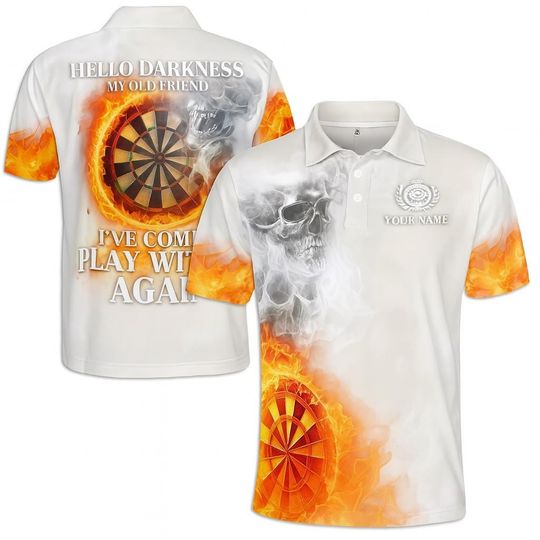 Custom Flaming Darts Skull Polo Shirt Your Name