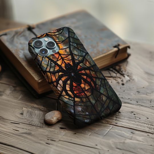 Gothic Spider Web Stained Glass Phone Case