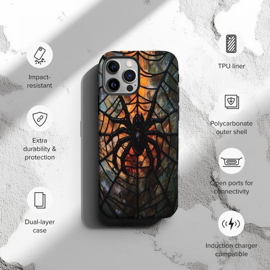 Gothic Spider Web Stained Glass Phone Case
