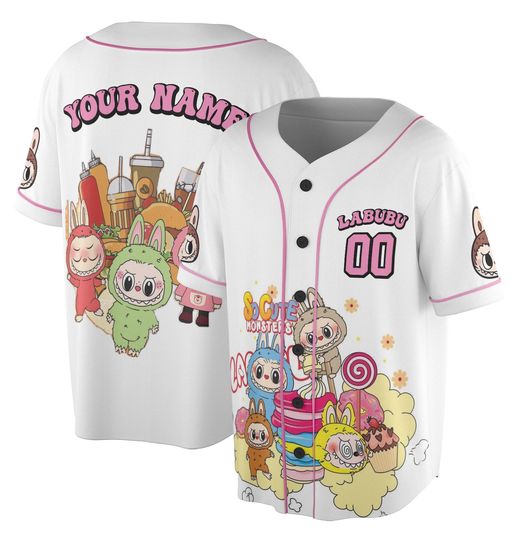 Personalized Labubu Baseball Jersey - Custom Name Family Matching Outfit