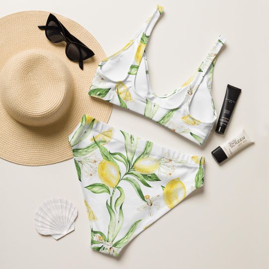 Lemon Print Bikini Swimsuit for Women