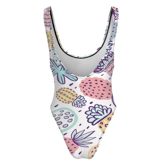 High-Cut One Piece Swimsuit Pineapple