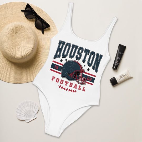 Houston Football Womens Swimsuit, Game Day Swimwear, Beach Party Swimsuit