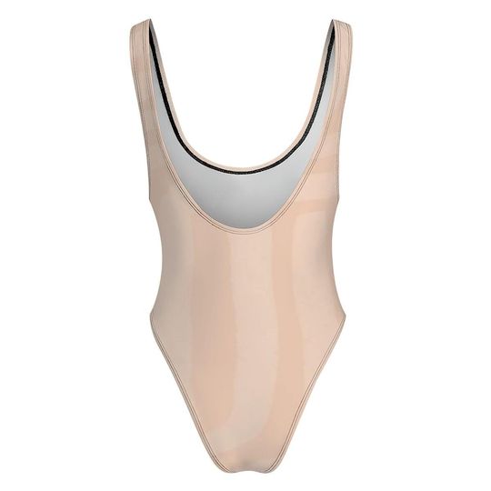 High-Cut One Piece Swimsuit Beige