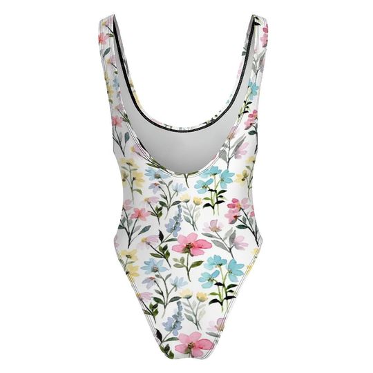 High-Cut One Piece Swimsuit Floral
