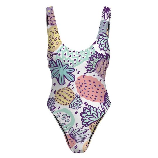 High-Cut One Piece Swimsuit Pineapple
