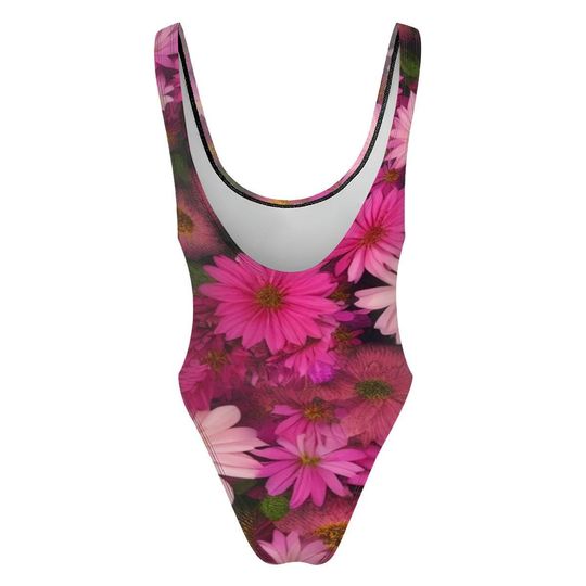 High-Cut One Piece Swimsuit Floral