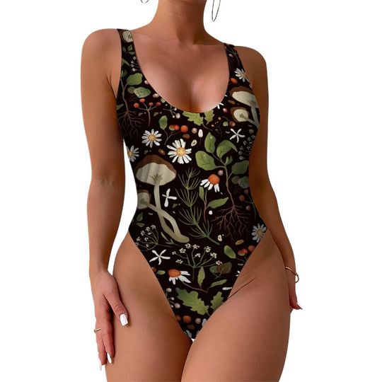 High-Cut One Piece Swimsuit Black