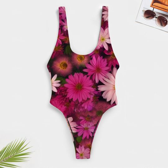 High-Cut One Piece Swimsuit Floral