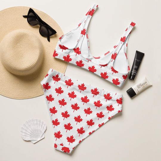 Canada Bikini Swimsuit, Red Maple Leaf Swimsuit