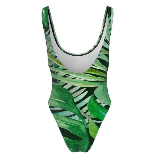 High-Cut One Piece Swimsuit Tropical