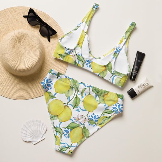 Lemon Print Bikini Swimsuit for Women