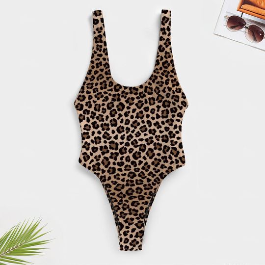 High-Cut One Piece Swimsuit Animal Print