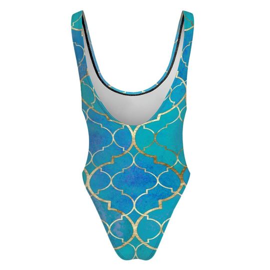 High-Cut One Piece Swimsuit Mermaid