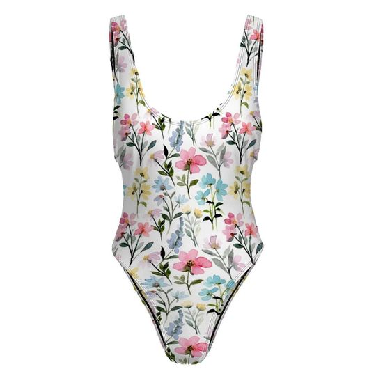 High-Cut One Piece Swimsuit Floral