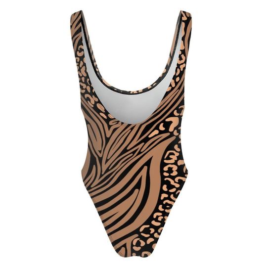 High-Cut One Piece Swimsuit Animal Print