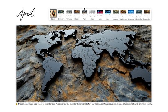 2025 Artistic World Map Wall Calendar