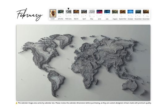 2025 Artistic World Map Wall Calendar