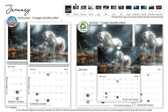 2025 Unicorn Dream Wall Calendar
