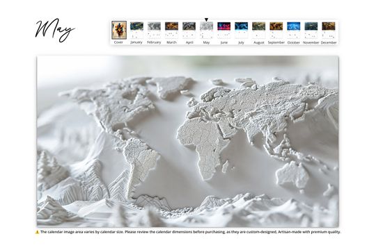 2025 Artistic World Map Wall Calendar