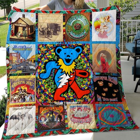 Grateful Dead Band Vintage Quilt Blanket, Christmas Bedding, Lover Gift