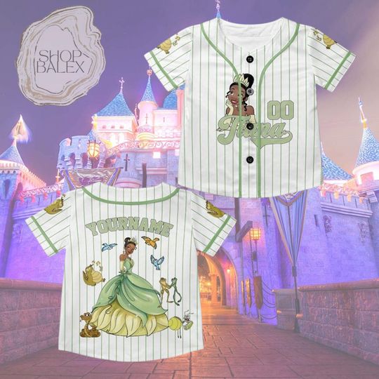Custom Tiana Princess Baseball Jersey, Princess and the Frog Jersey Shirt