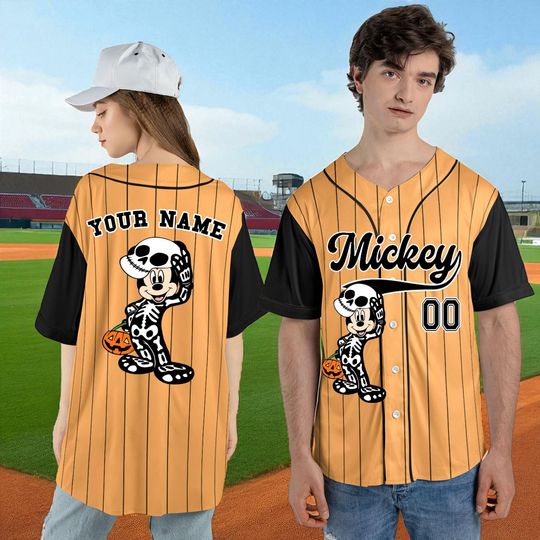 Custom Minnie Mouse Halloween Baseball Jersey  Personalized Disney Jersey Shirt