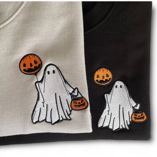 Embroidered Ghost Sweatshirt, halloween jumper, halloween sweatshirt
