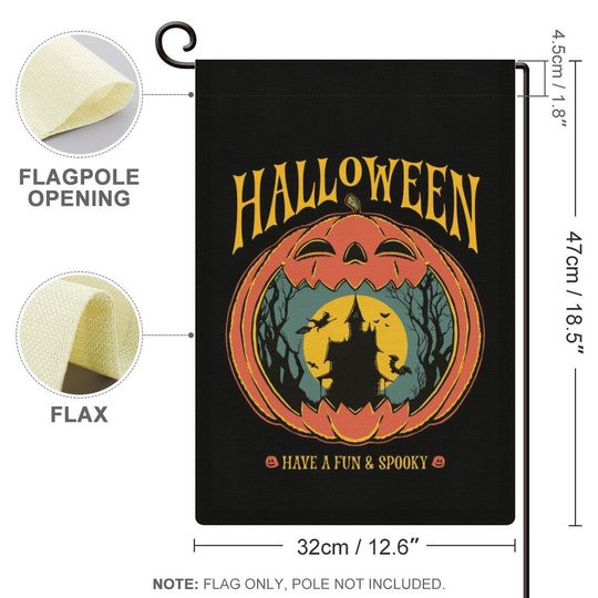 Spooky Haunted House & Pumpkin Halloween Garden Flag, Spooky Porch Flag