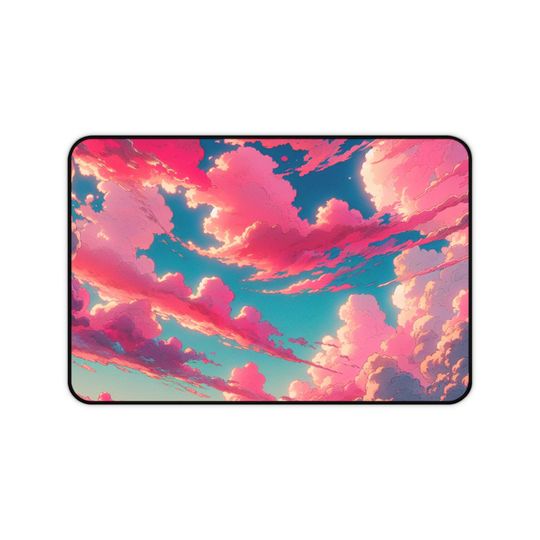 Pink Skies Cloud Desk Mat, Gaming Mouse Pad, Home Office Desk Accessory