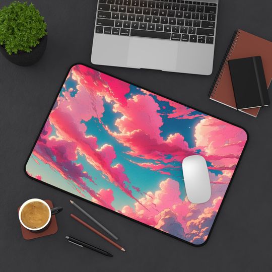 Pink Skies Cloud Desk Mat, Gaming Mouse Pad, Home Office Desk Accessory