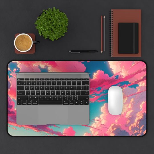 Pink Skies Cloud Desk Mat, Gaming Mouse Pad, Home Office Desk Accessory